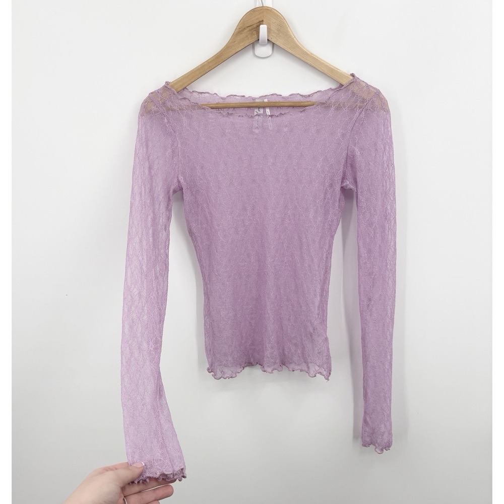 Urban Outfitters Lilac Lace Long Sleeve Top